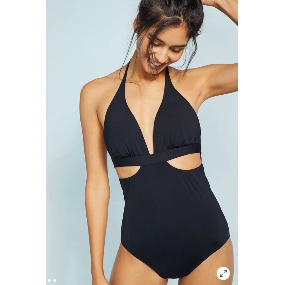 Seafolly Anthropologie Active Cut Out One Piece Swimsuit NWT Navy Blue Size‎ 10